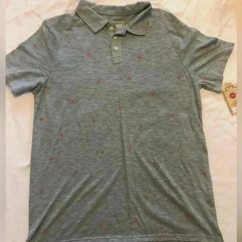 Flamingo print polo shirt